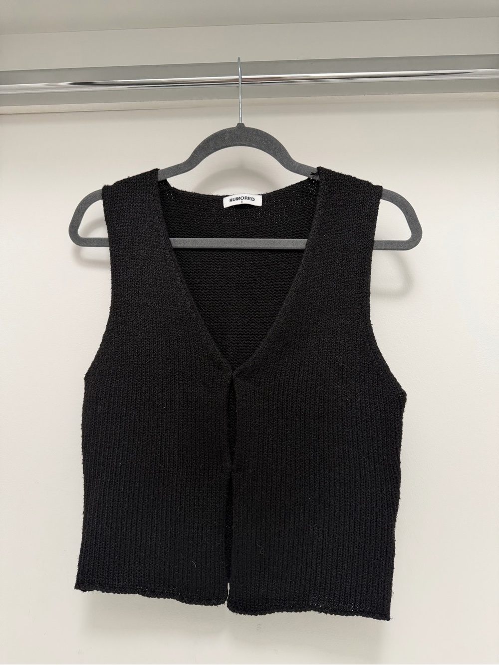 Rumored Black Knit V-Neck Top